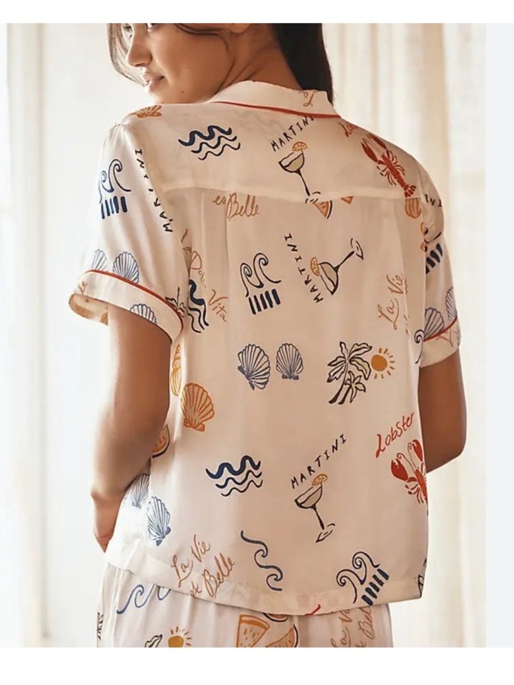 Anthropologie Silky Patterned Pajama Short Set XS NEW